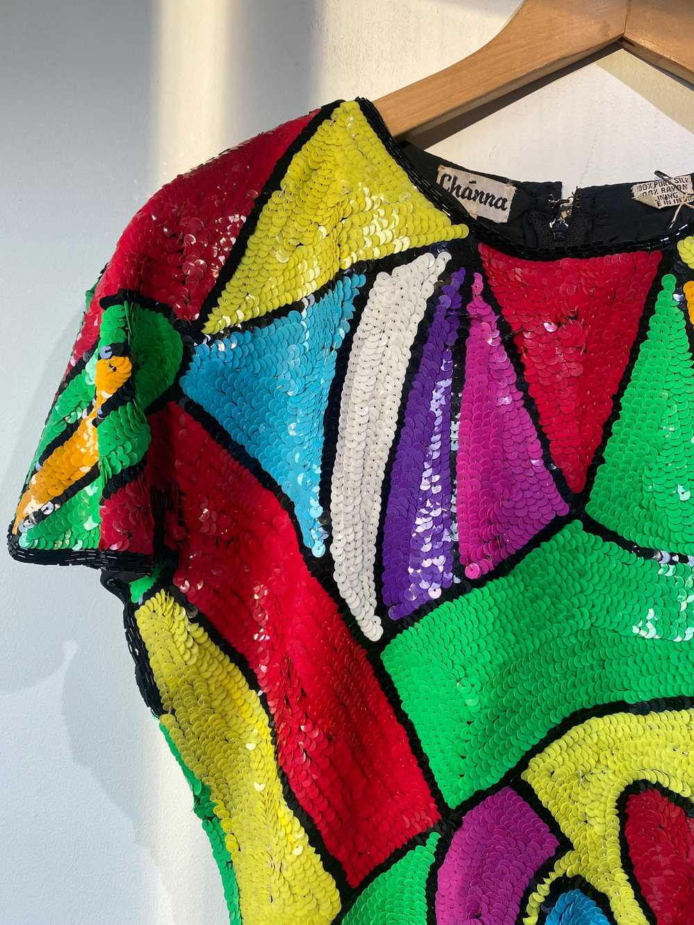 Vintage Channa Colorful Sequin Dress - image 8