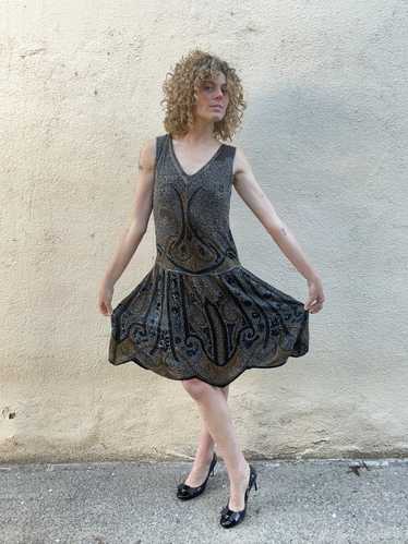 Vintage Glass Bead Sequin Flapper Dress - image 1
