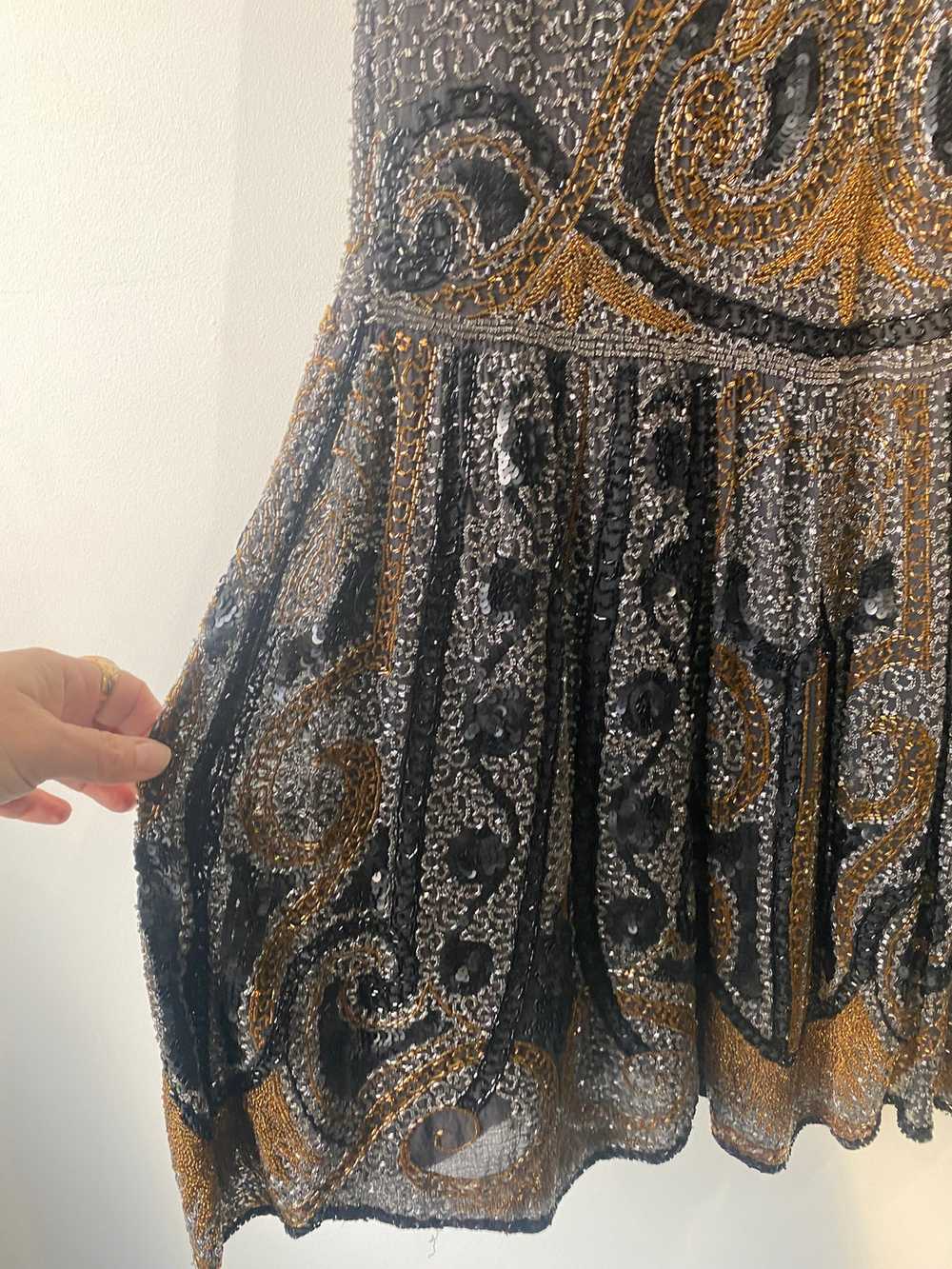 Vintage Glass Bead Sequin Flapper Dress - image 7
