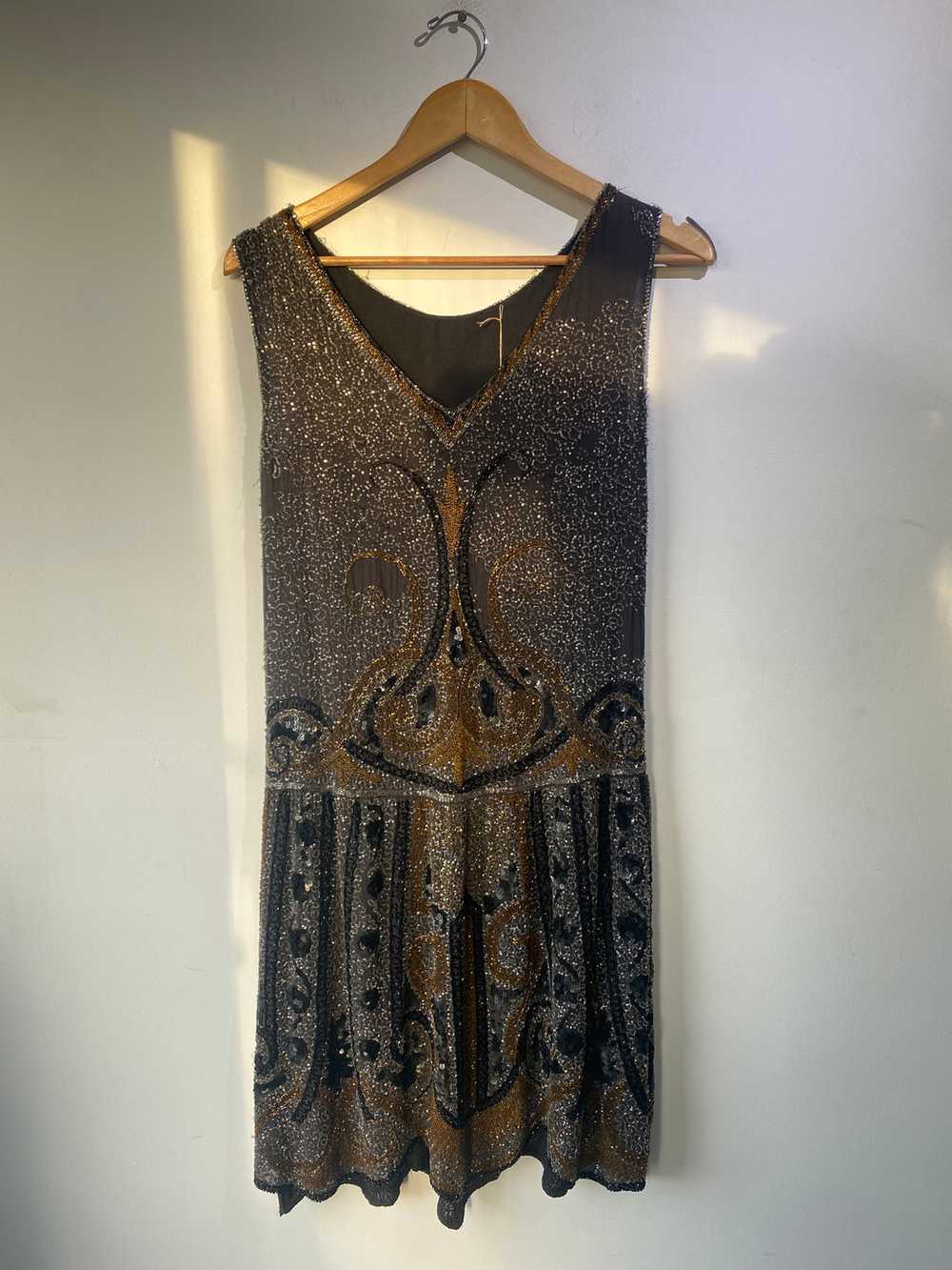Vintage Glass Bead Sequin Flapper Dress - image 8