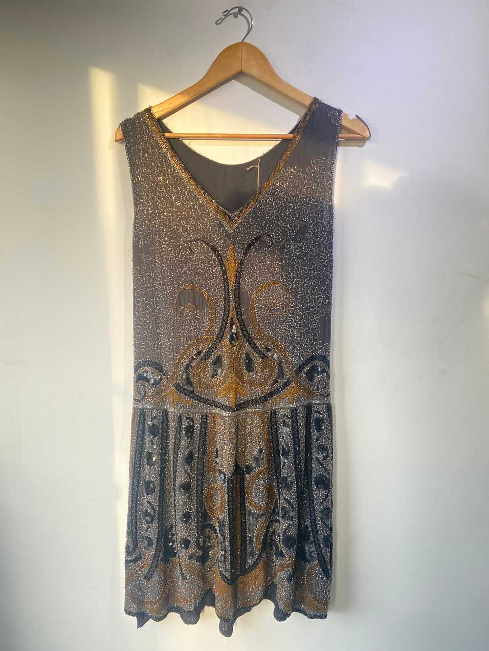 Vintage Glass Bead Sequin Flapper Dress - image 9