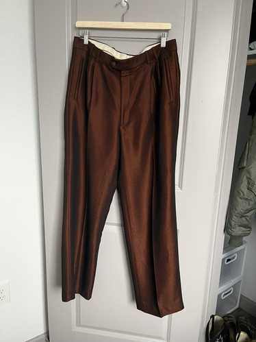 Vintage Shiny Bronze Vintage Pleated Pants