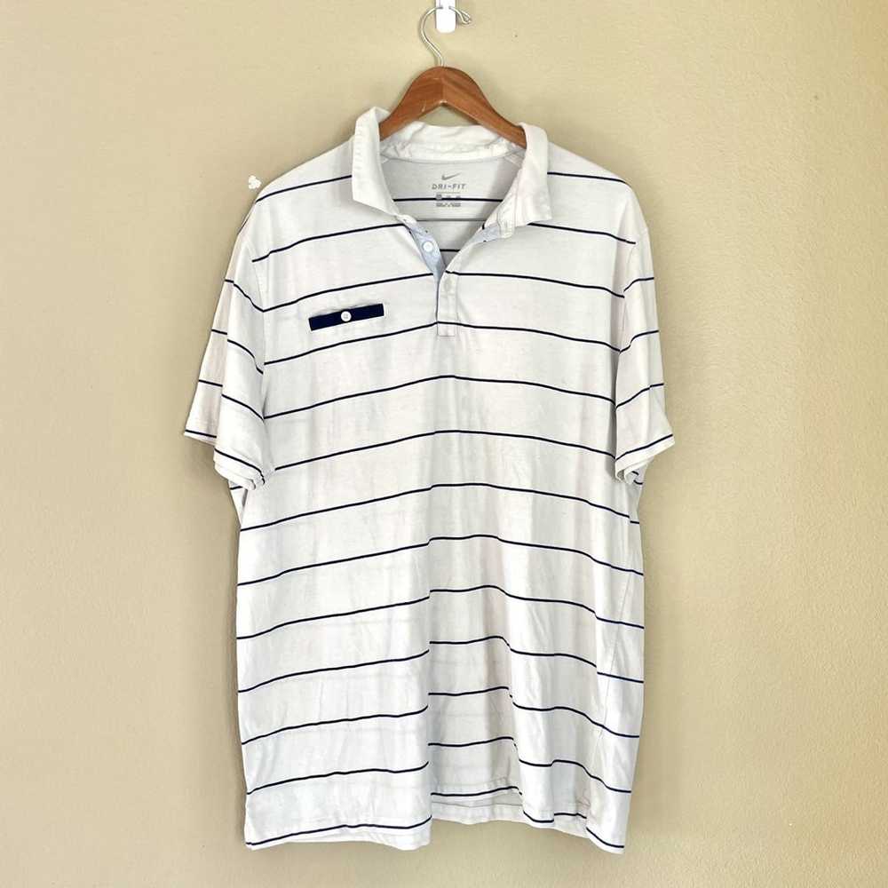 Nike Nike Dry Fit Player Stripe Polo Shirt Cream … - image 2