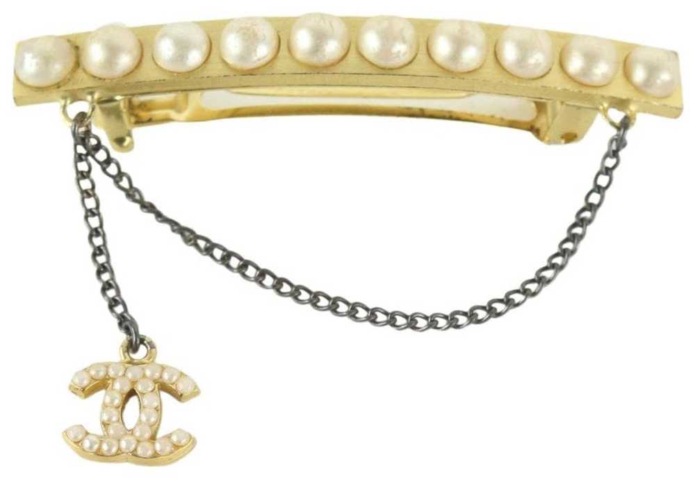 Chanel Chanel 01A Pearl x Gold CC Brooch 929cc92 - image 1