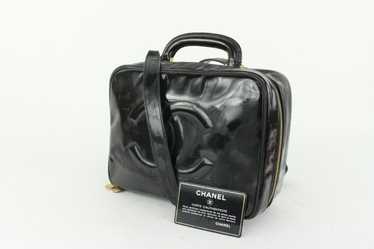 Chanel Vanity Cosmetic Pouch Patent Leather 2way Black CC Auth Bs5918, Women's
