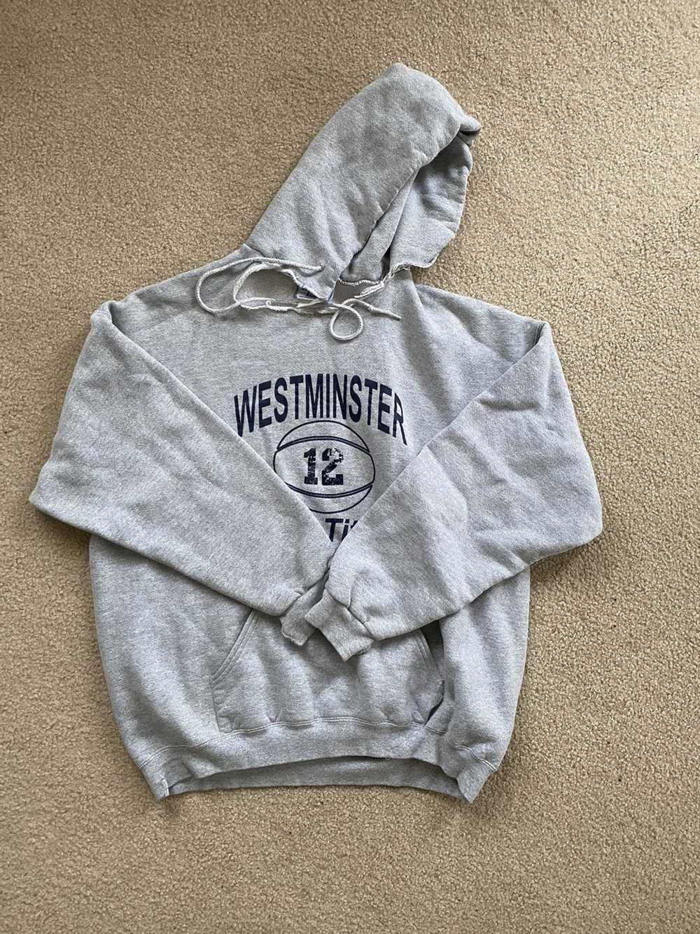 Vintage Hollister Ripped Painted Hoodie Sweater Grey Big Logo Made