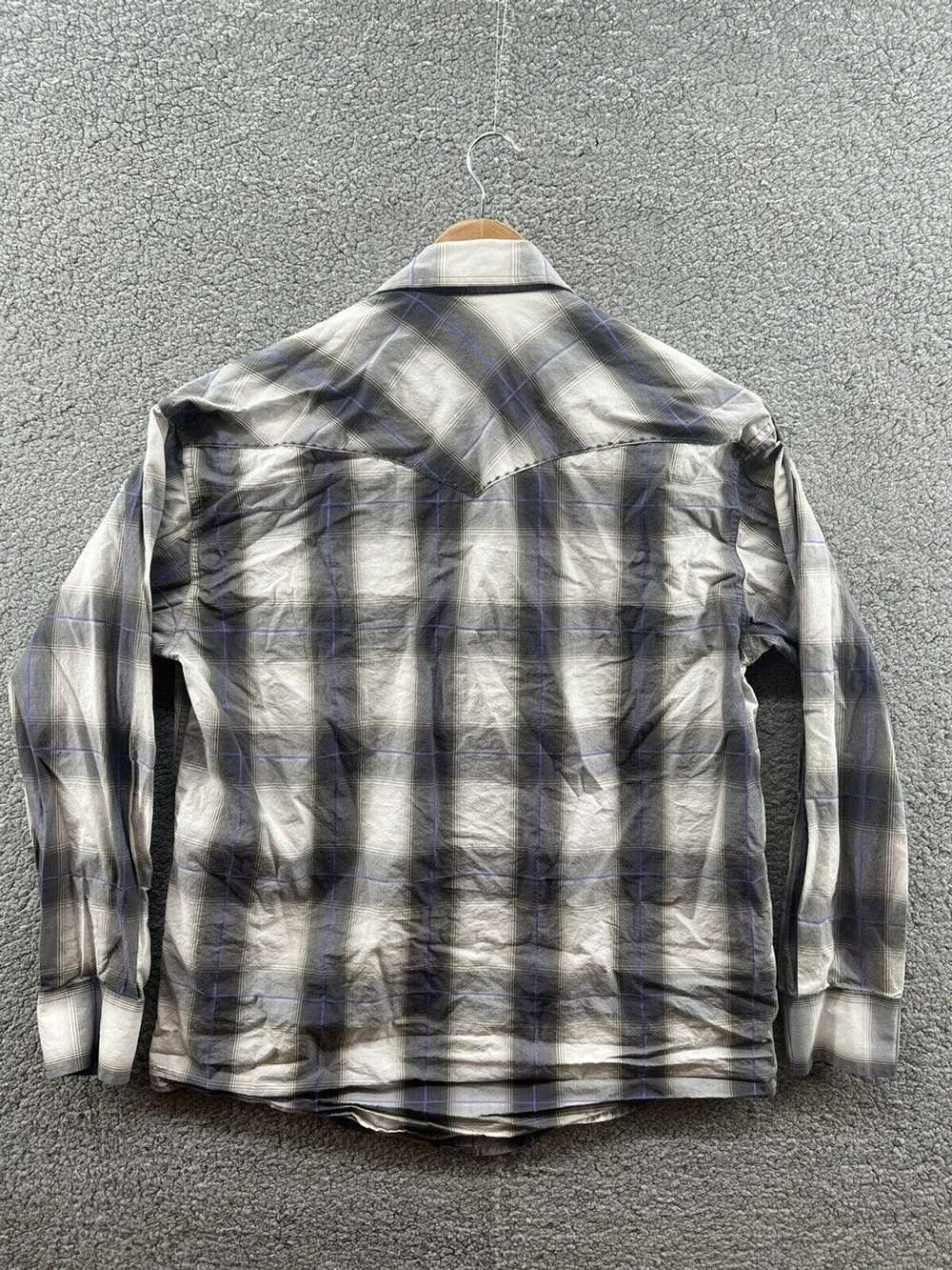 Stetson Stetson White Blue Gray Plaid Western T-S… - image 2