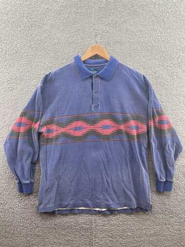 Wrangler Wrangler Long Sleeve Aztec Polo T-Shirt M