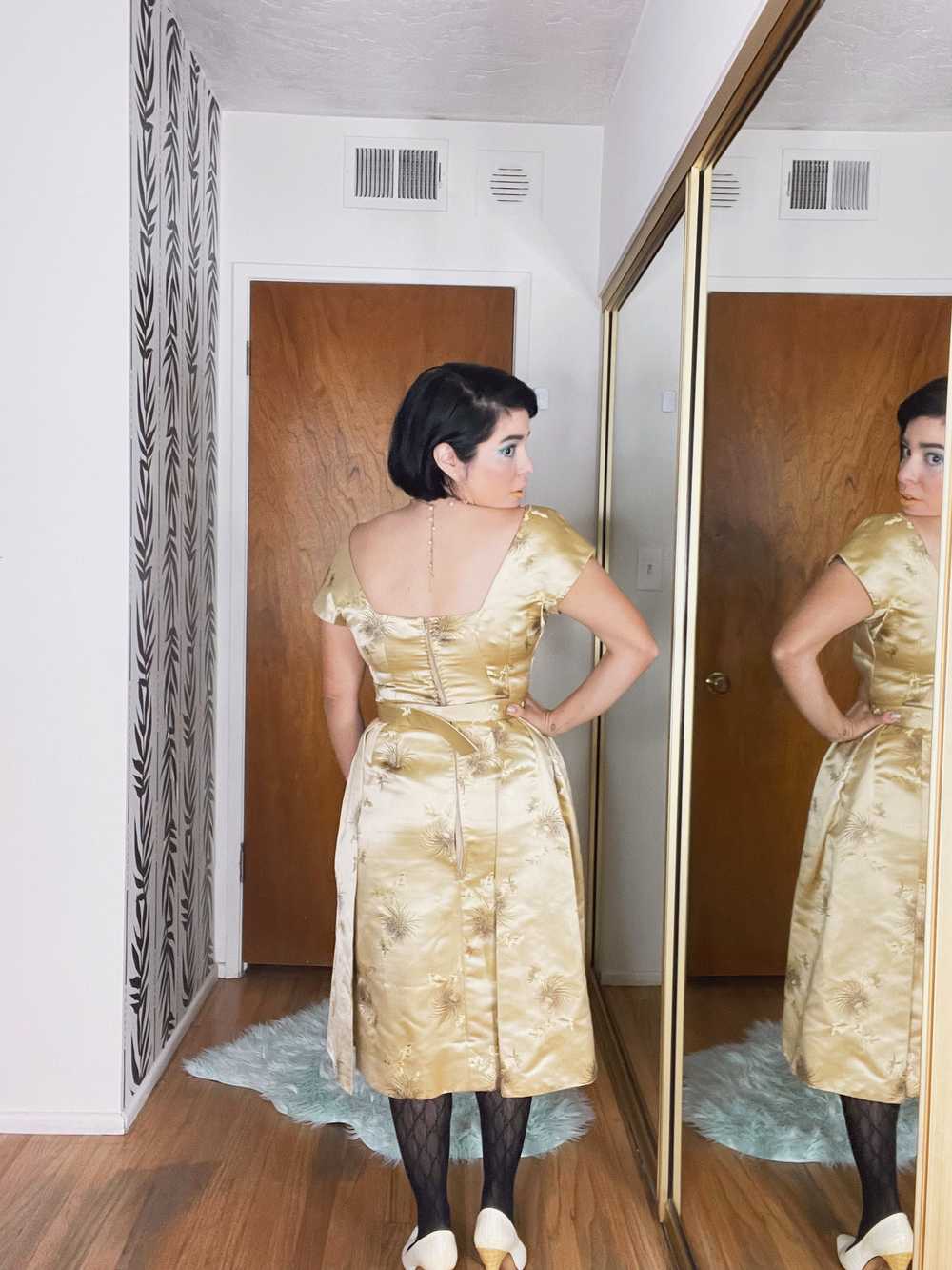 Vintage 50s Silk Custom Wiggle dress with Detacha… - image 12