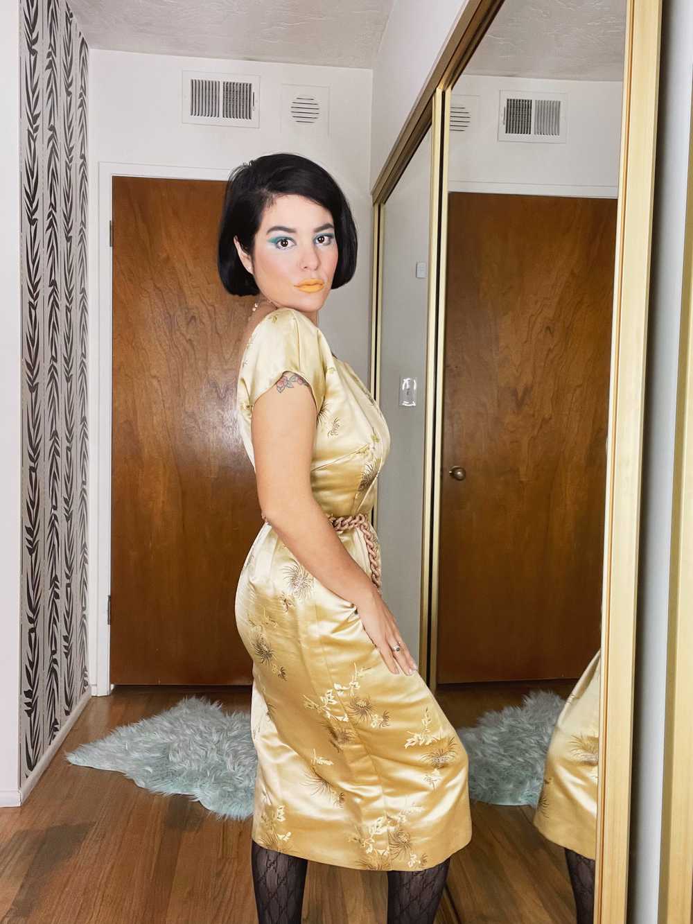 Vintage 50s Silk Custom Wiggle dress with Detacha… - image 3