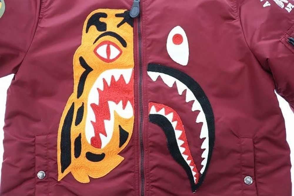 Bape Leather Jackets Red Shark Tiger Pattern Zipp… - image 6