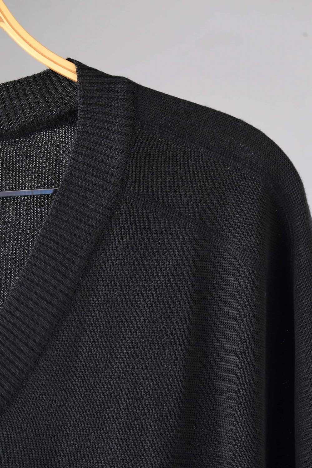 LÖFFLER 80's Solid Black V-Neck Sweater - image 2