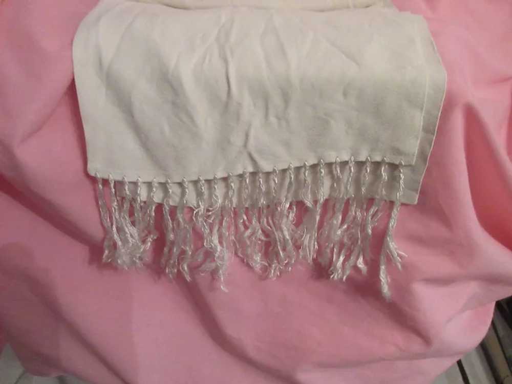 Vintage White Rayon Scarf - image 2