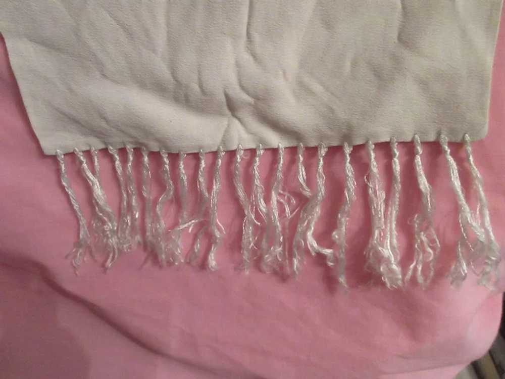 Vintage White Rayon Scarf - image 4