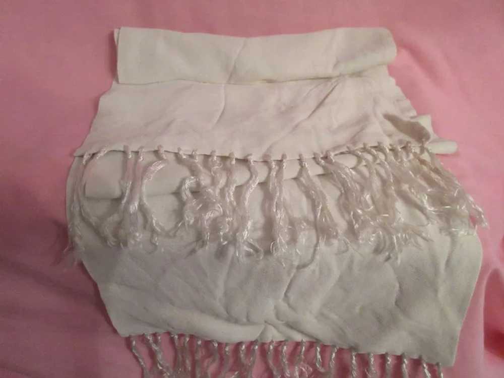 Vintage White Rayon Scarf - image 6