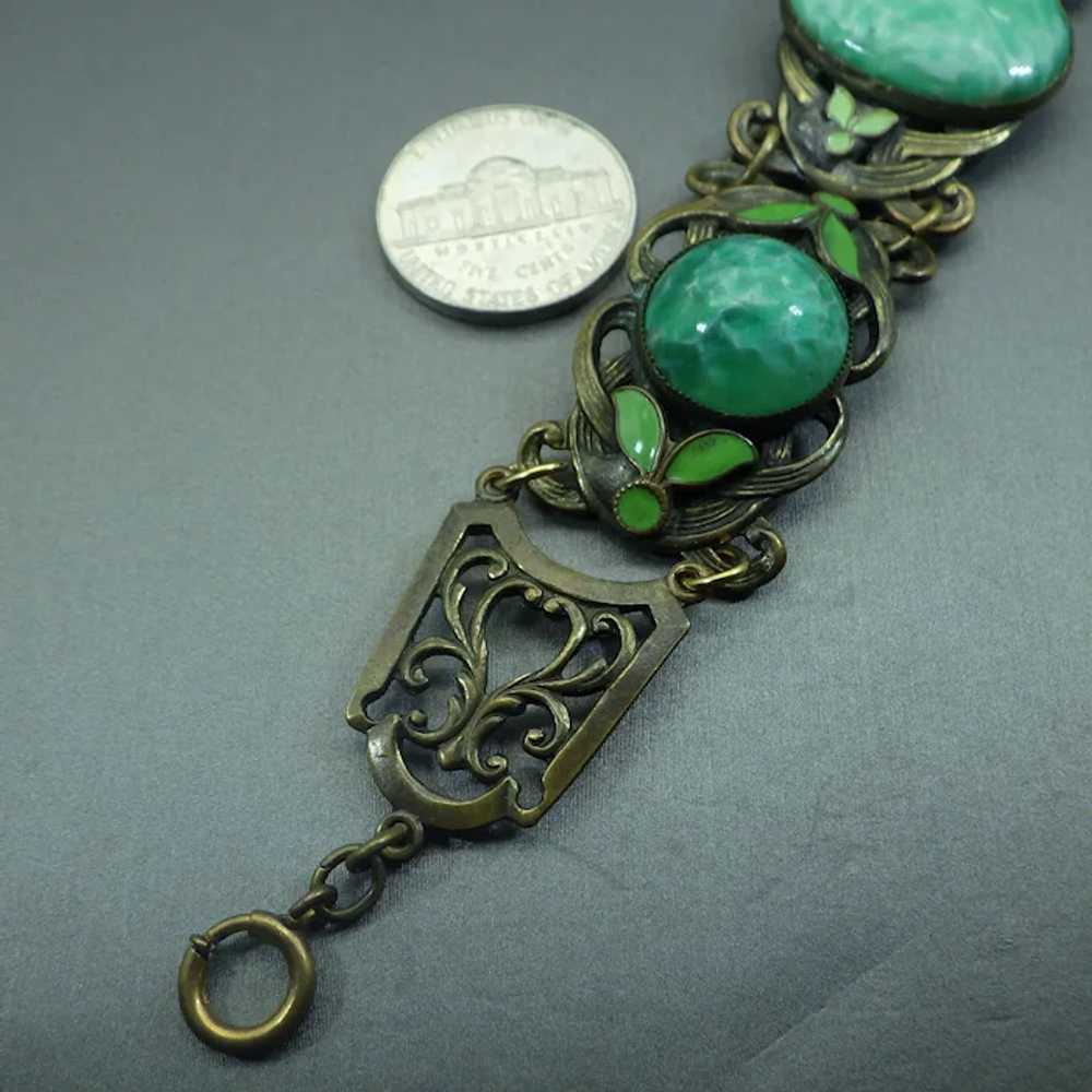 Antique Art Nouveau Station Bracelet, Enamel & Pe… - image 4