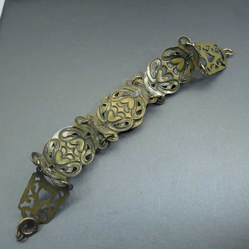 Antique Art Nouveau Station Bracelet, Enamel & Pe… - image 7