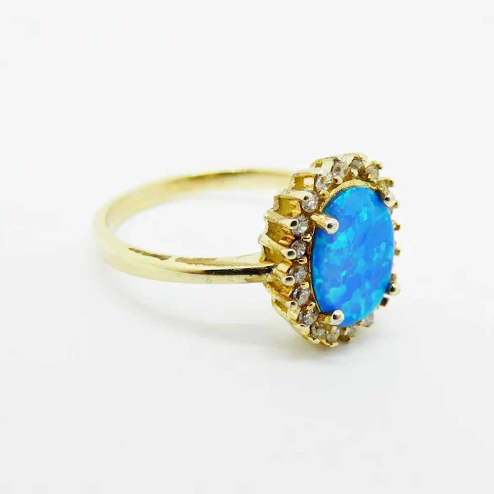 Gold Plated Sterling Silver Opal and Cubic Zircon… - image 2