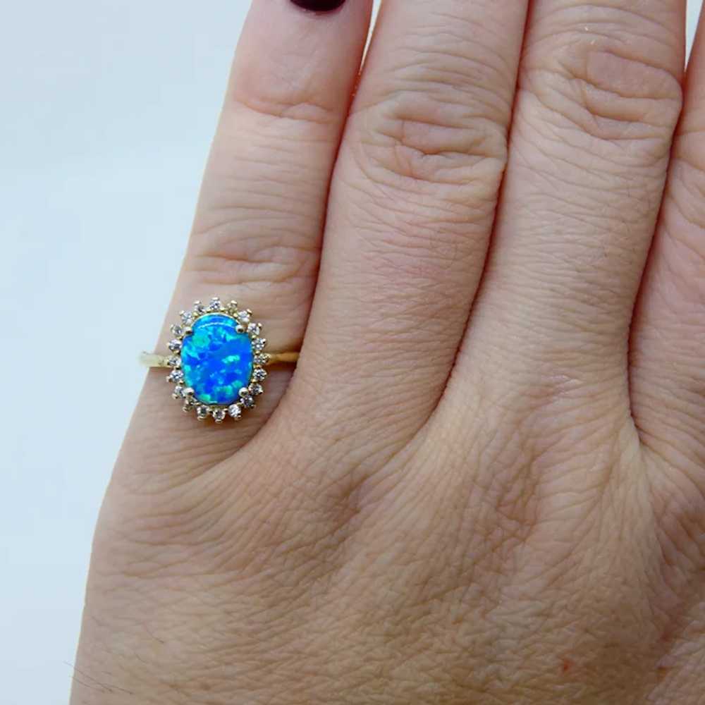 Gold Plated Sterling Silver Opal and Cubic Zircon… - image 5