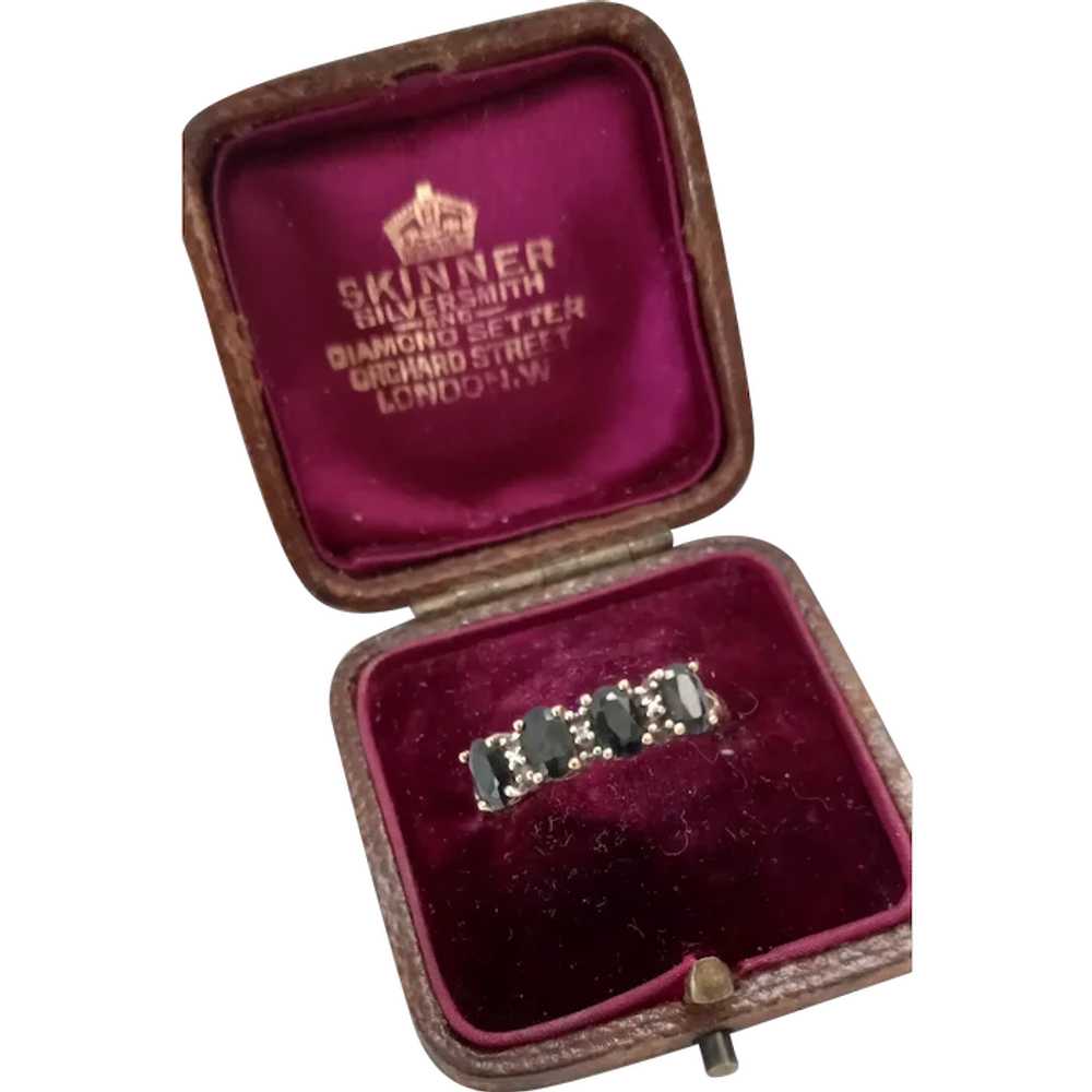 Vintage 4-Stone Black Sapphire Ring, 9ct, Size 8.… - image 1
