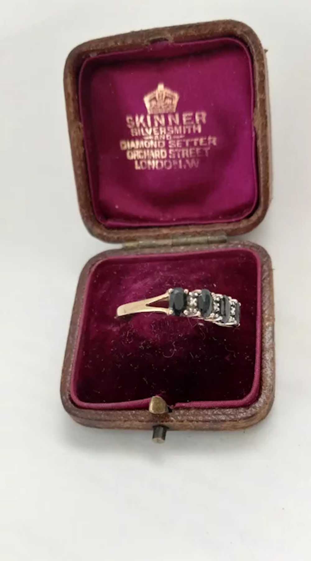 Vintage 4-Stone Black Sapphire Ring, 9ct, Size 8.… - image 2