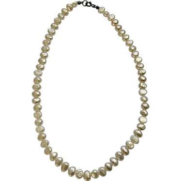 Natural Freshwater Pearl Necklace with 925 Sterli… - image 1