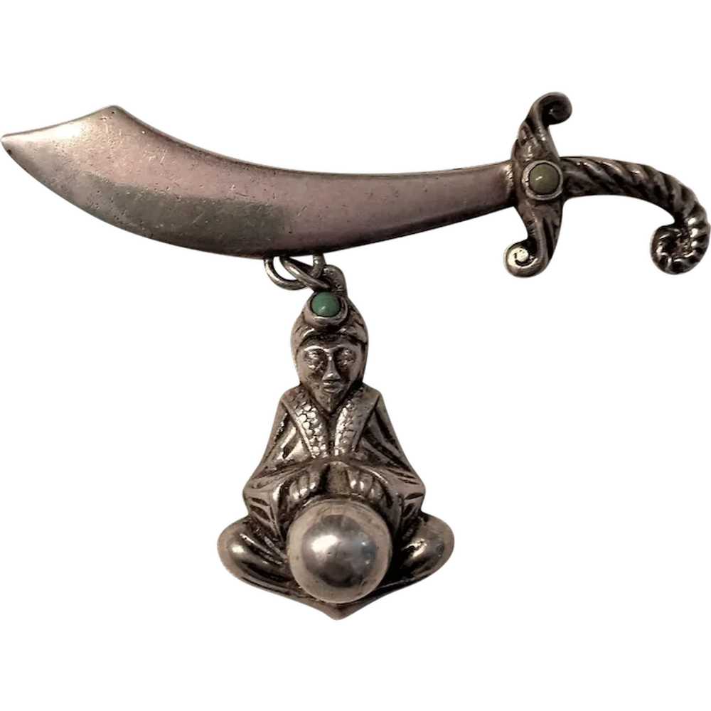 Vintage silver Mexico sword with Genie - image 1