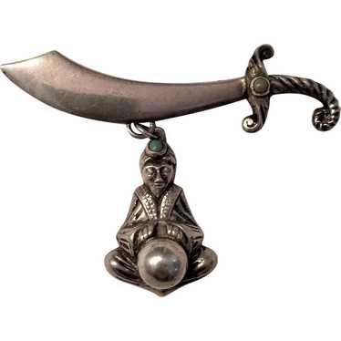 Vintage silver Mexico sword with Genie - image 1