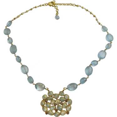 Aquamarine and Blue Topaz gold plated sterling si… - image 1