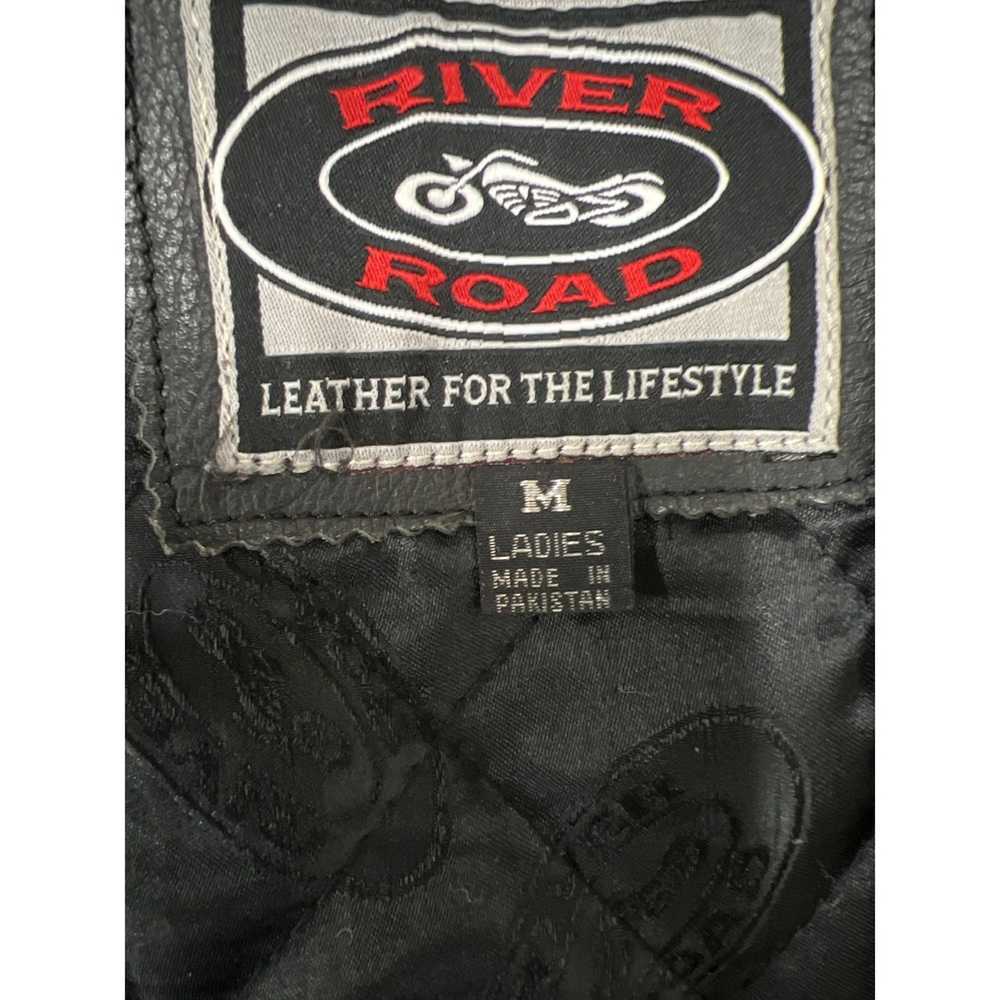 Leather Jacket River Road Black Biker Motorcycle … - image 10
