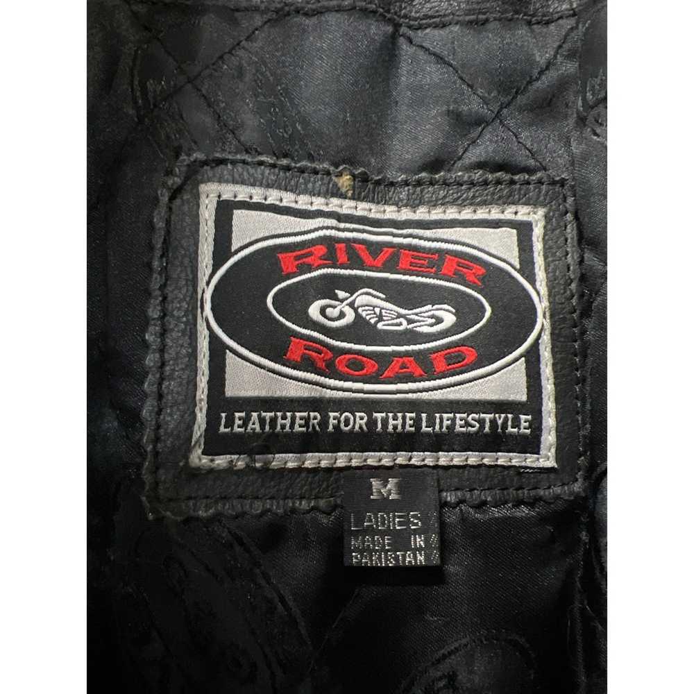 Leather Jacket River Road Black Biker Motorcycle … - image 7