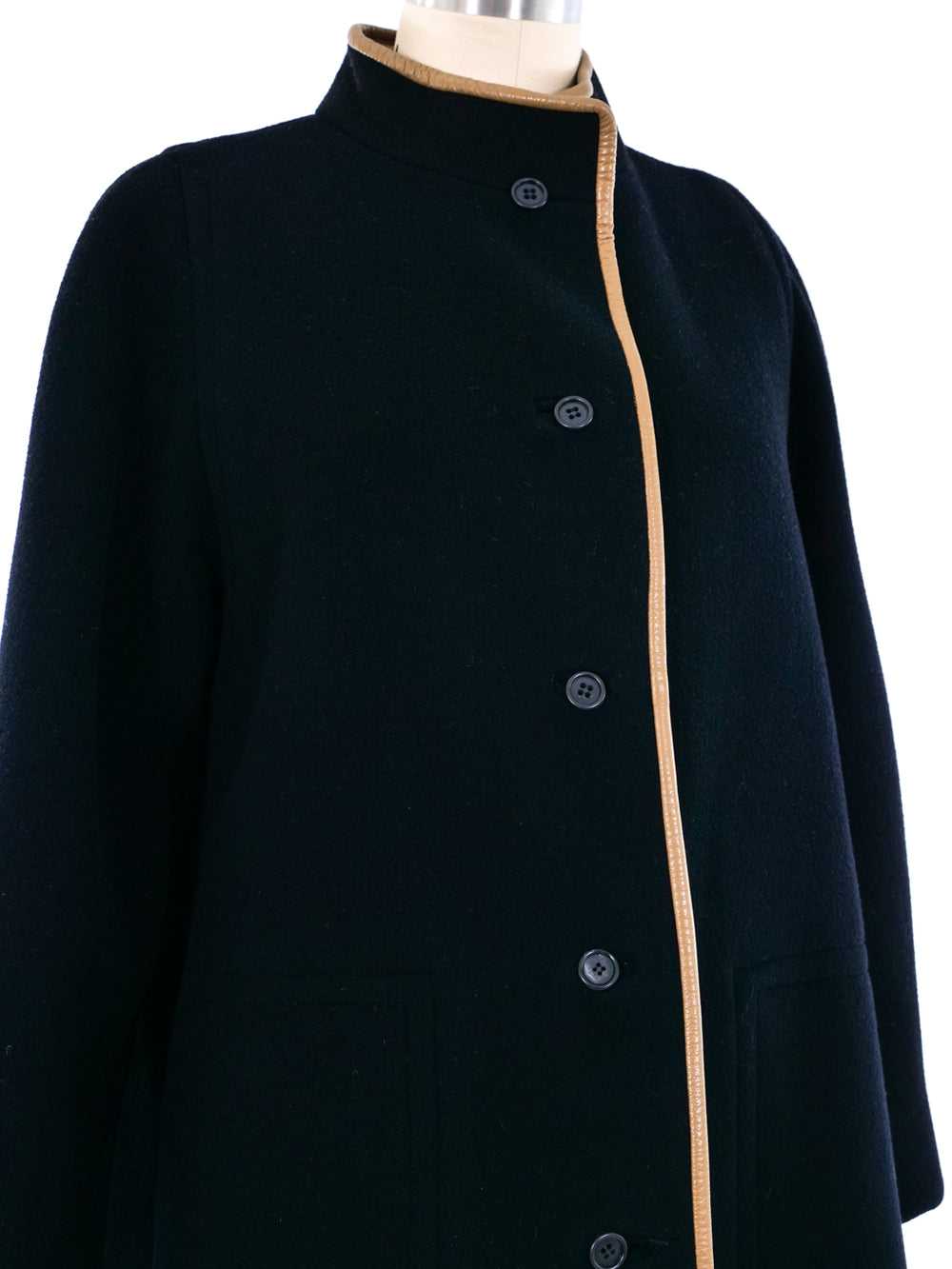 Bonnie Cashin Leather Trimmed Wool Maxi Coat - image 2