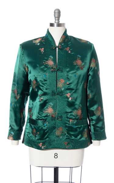 1960s REVERSIBLE Floral Satin Jacquard Jacket | s… - image 1