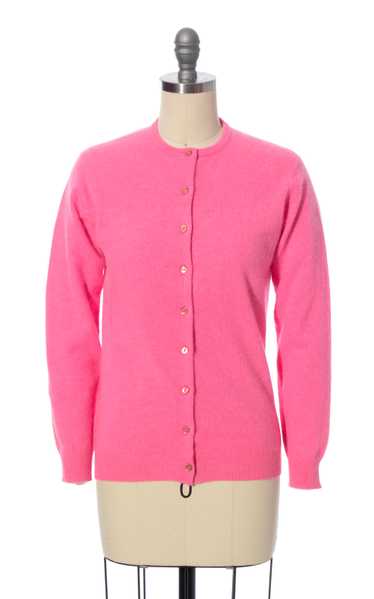 1960s Hot Pink Angora Blend Knit Cardigan | x-sma… - image 1