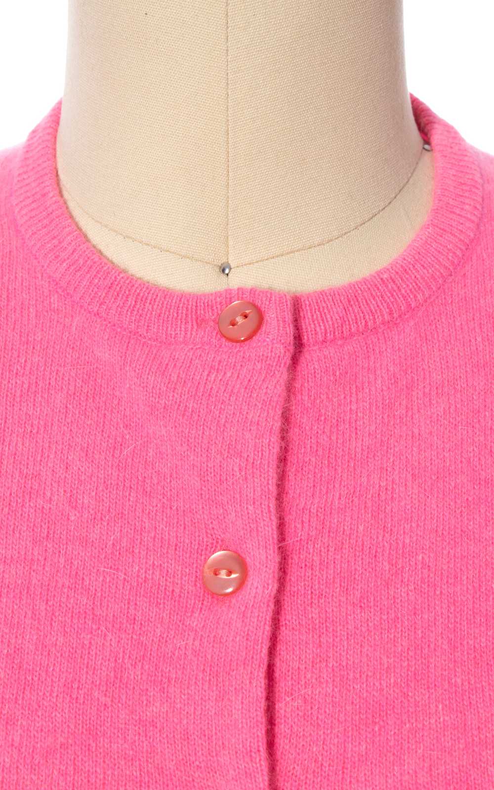 1960s Hot Pink Angora Blend Knit Cardigan | x-sma… - image 2