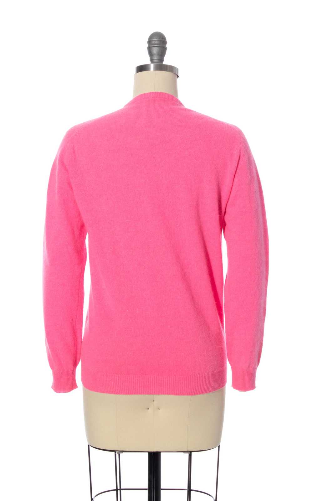 1960s Hot Pink Angora Blend Knit Cardigan | x-sma… - image 4