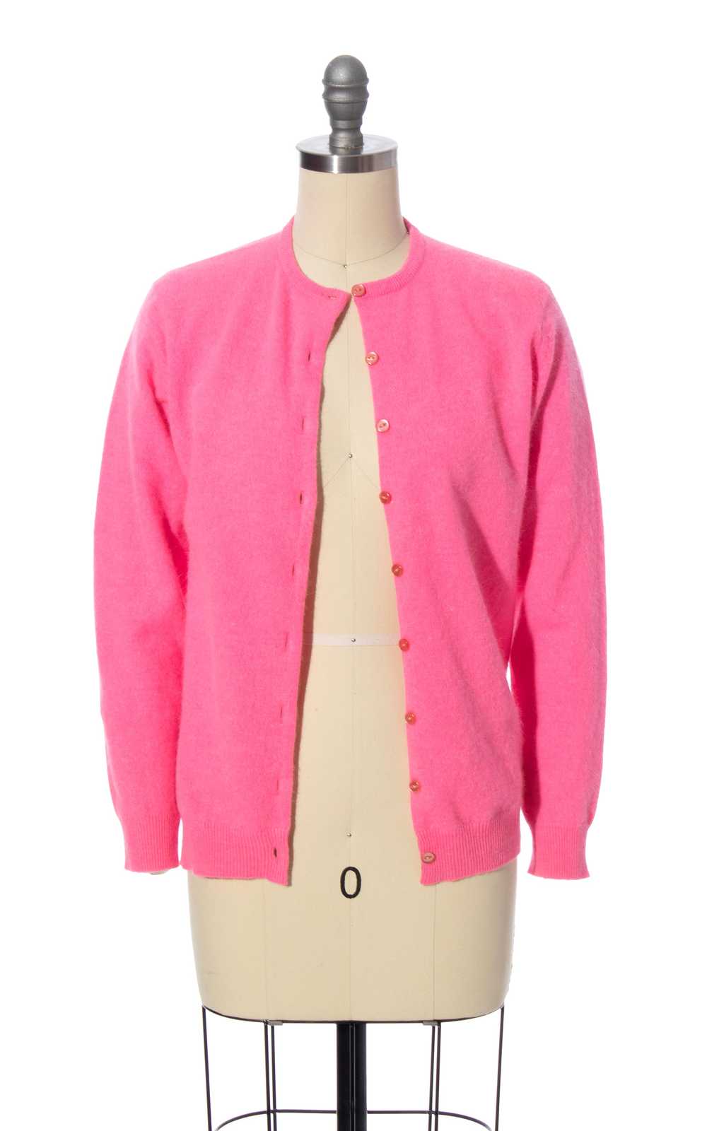 1960s Hot Pink Angora Blend Knit Cardigan | x-sma… - image 5