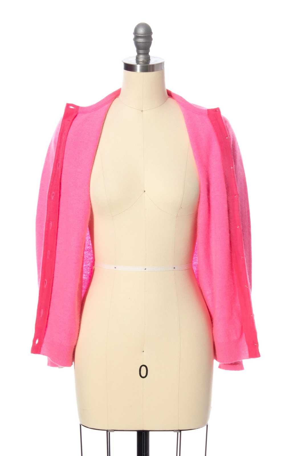 1960s Hot Pink Angora Blend Knit Cardigan | x-sma… - image 6