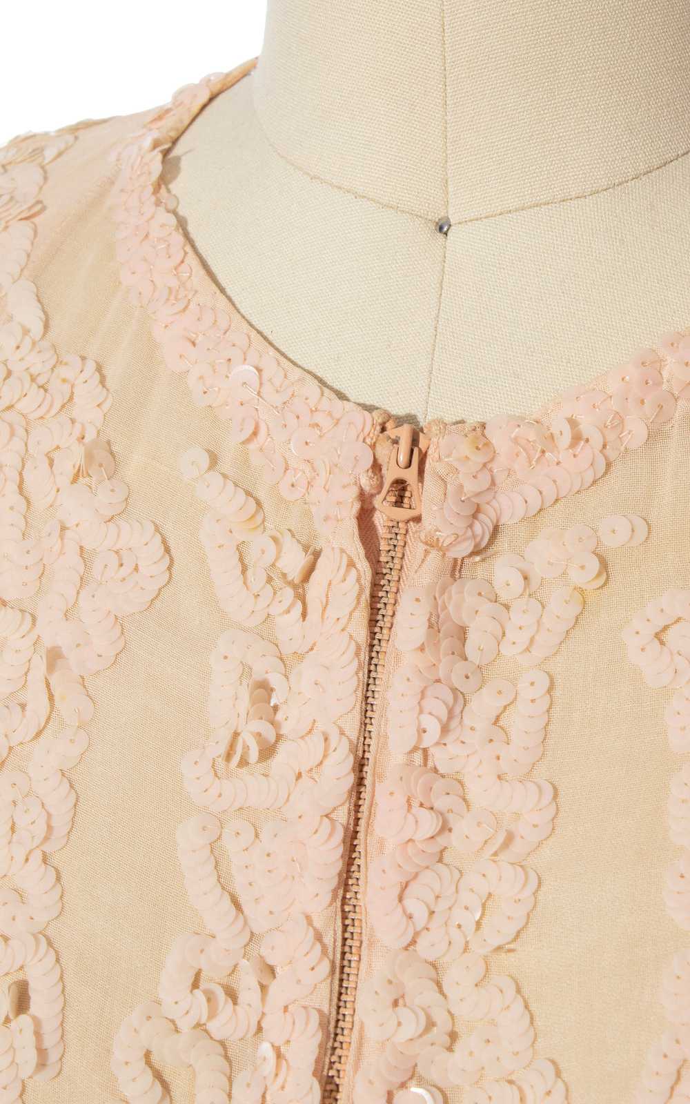 1930s Pink Sequined Scalloped Top | x-small - image 2