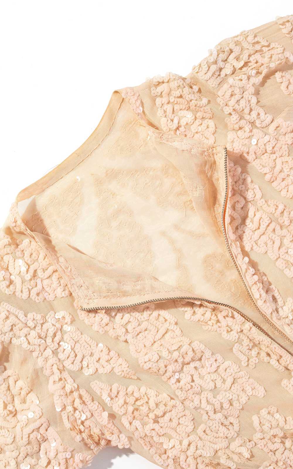 1930s Pink Sequined Scalloped Top | x-small - image 7