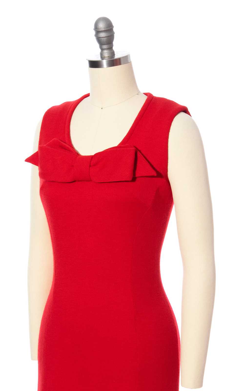 1960s Red Knit Wool Wiggle Dress | x-small/small - image 2