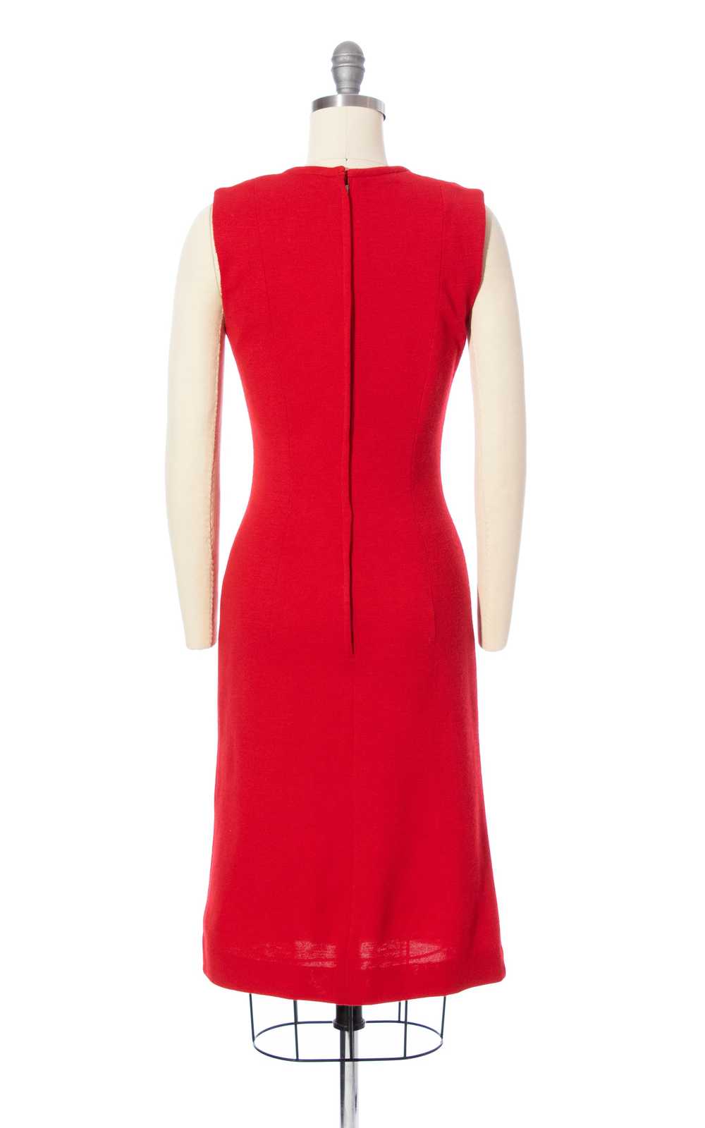 1960s Red Knit Wool Wiggle Dress | x-small/small - image 4