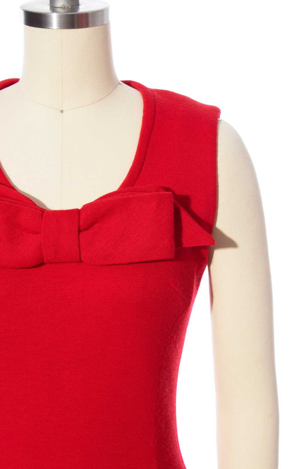 1960s Red Knit Wool Wiggle Dress | x-small/small - image 5