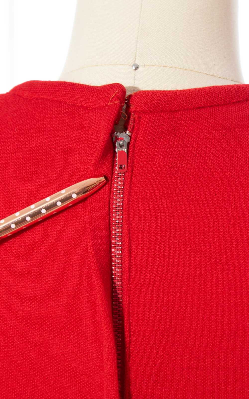1960s Red Knit Wool Wiggle Dress | x-small/small - image 6
