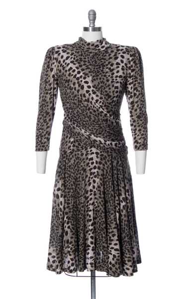 1980s Leopard Print Jersey Dress | medium