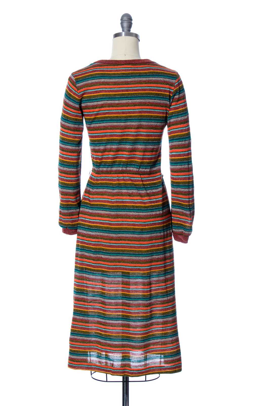 1970s Metallic Striped Jersey Dress | x-small - image 5