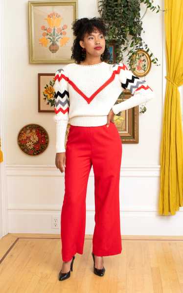 1970s Red Wool Bell Bottom Pants | x-small