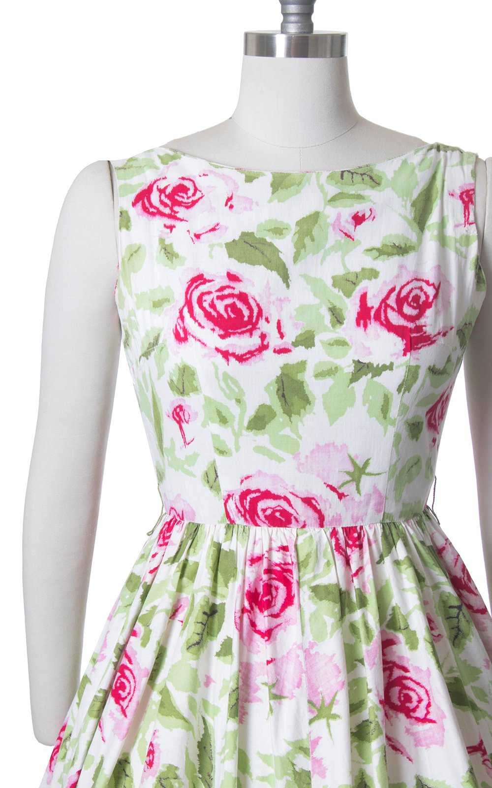 1950s Jerry Gilden Pink Rose Print Cotton Sundres… - image 2