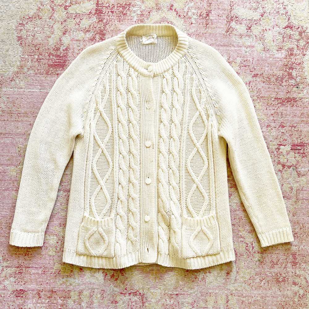 [AS-IS] 1970s Cable Knit Cardigan | medium/large - image 1