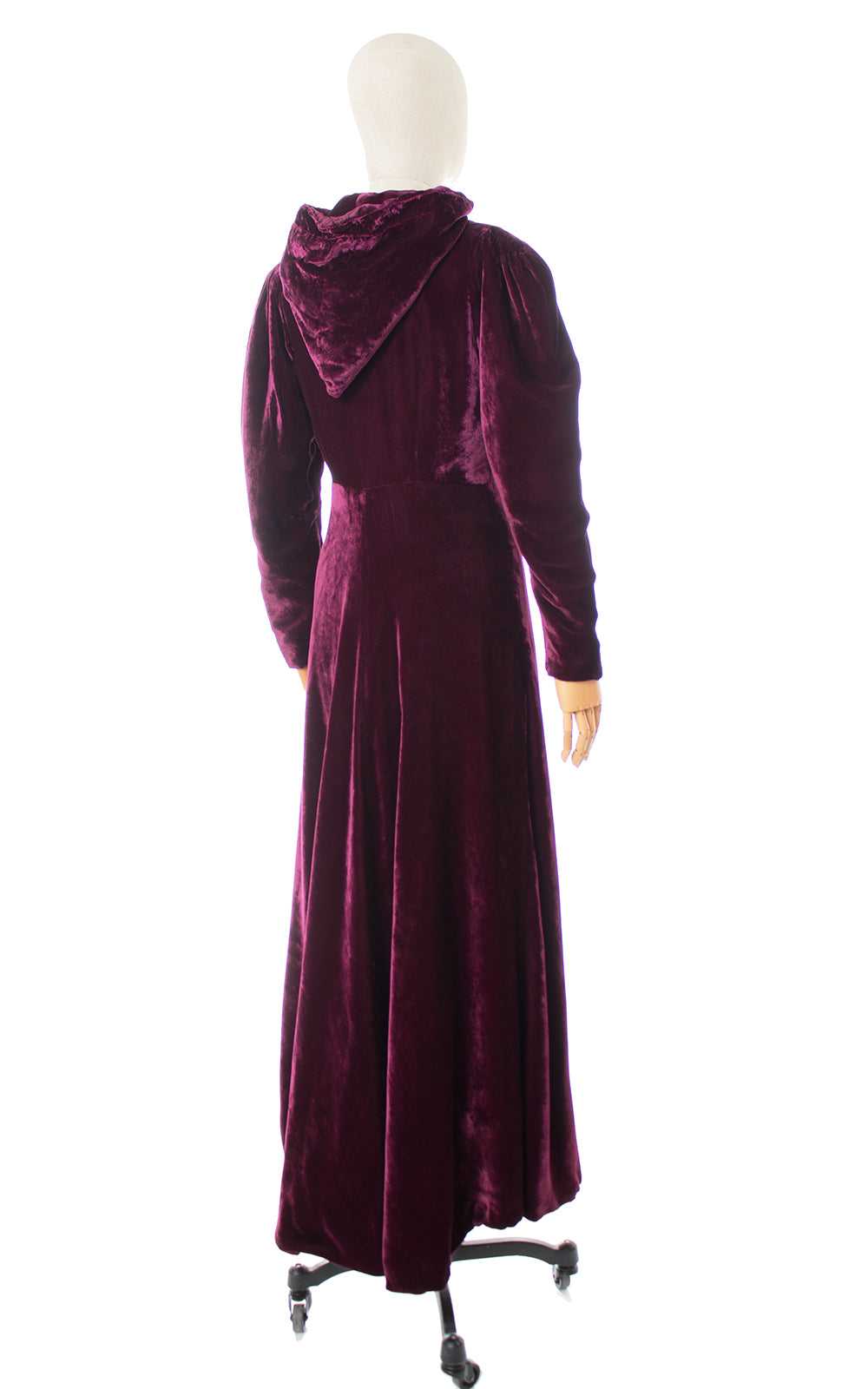 1930s Hooded Purple Silk Velvet Coat | xs/small - image 4